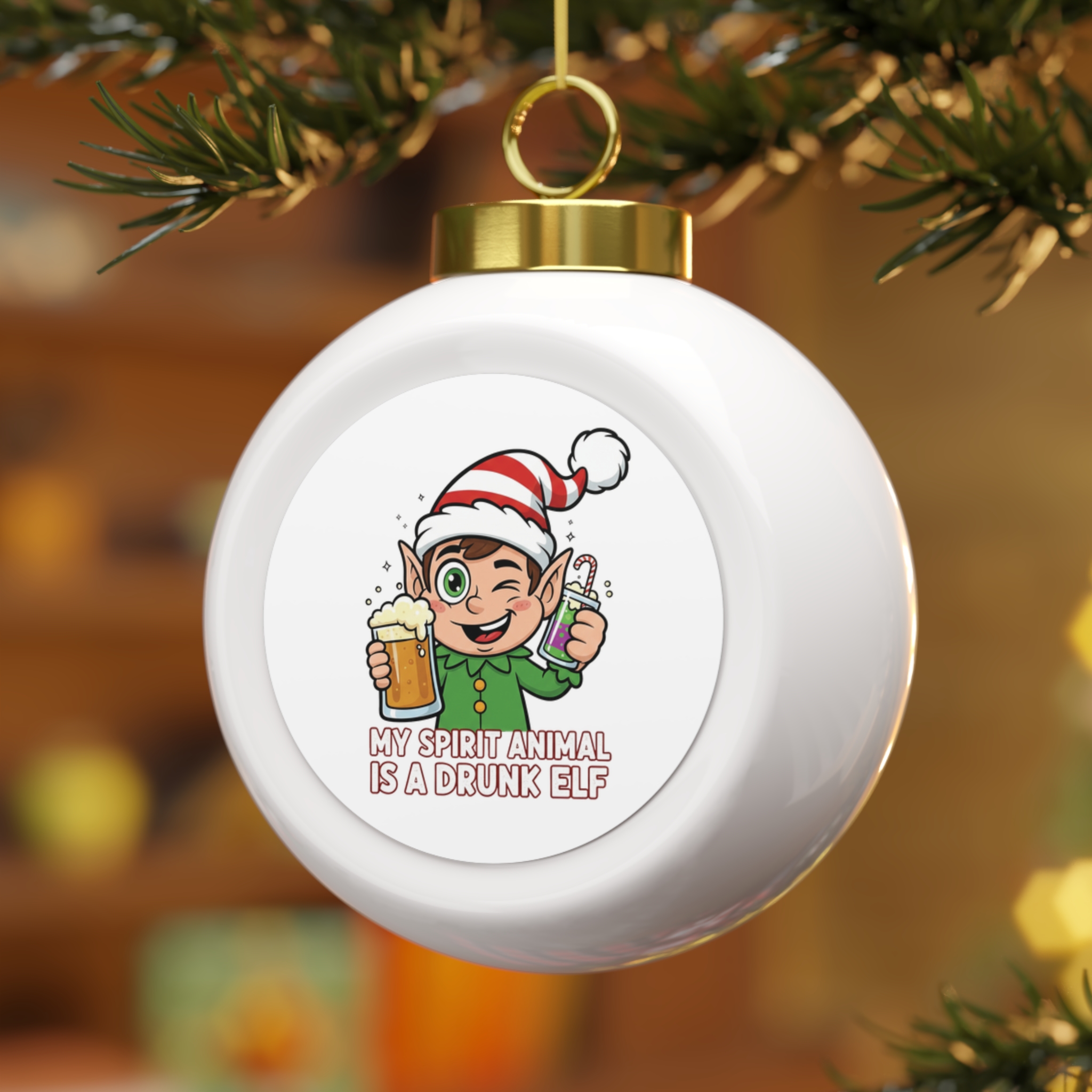 Drunk Elf Ornament